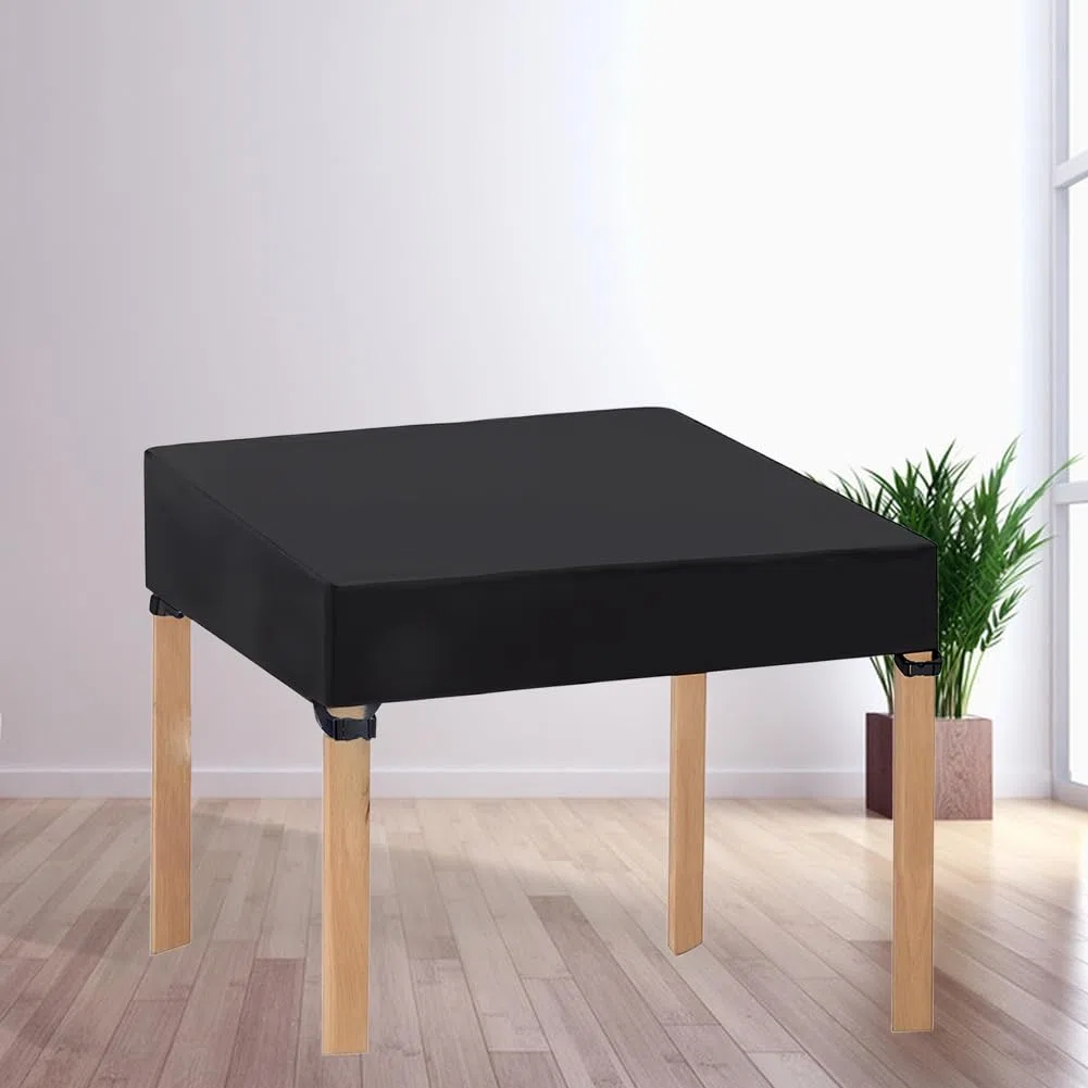 GORGECRAFT Copritavolo Quadrato da 112 * 112 * 10cm Copritavolo Elastico Nero Adatto per Tavoli Pieghevoli da 4 Piedi Copritavolo Antivento per Tavoli da Campeggio Banchetti Sala da Pranzo Giardino