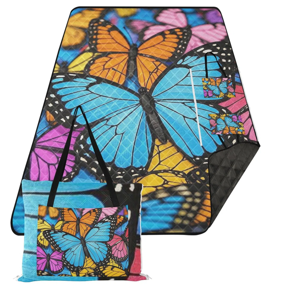 Carino Cartoon Insetto Farfalla Colorato Impermeabile Picnic Coperte Grande Picnic Accessori Picnic All'aperto per Outdoorsy Persone Regali di Primavera Manta para la Playa