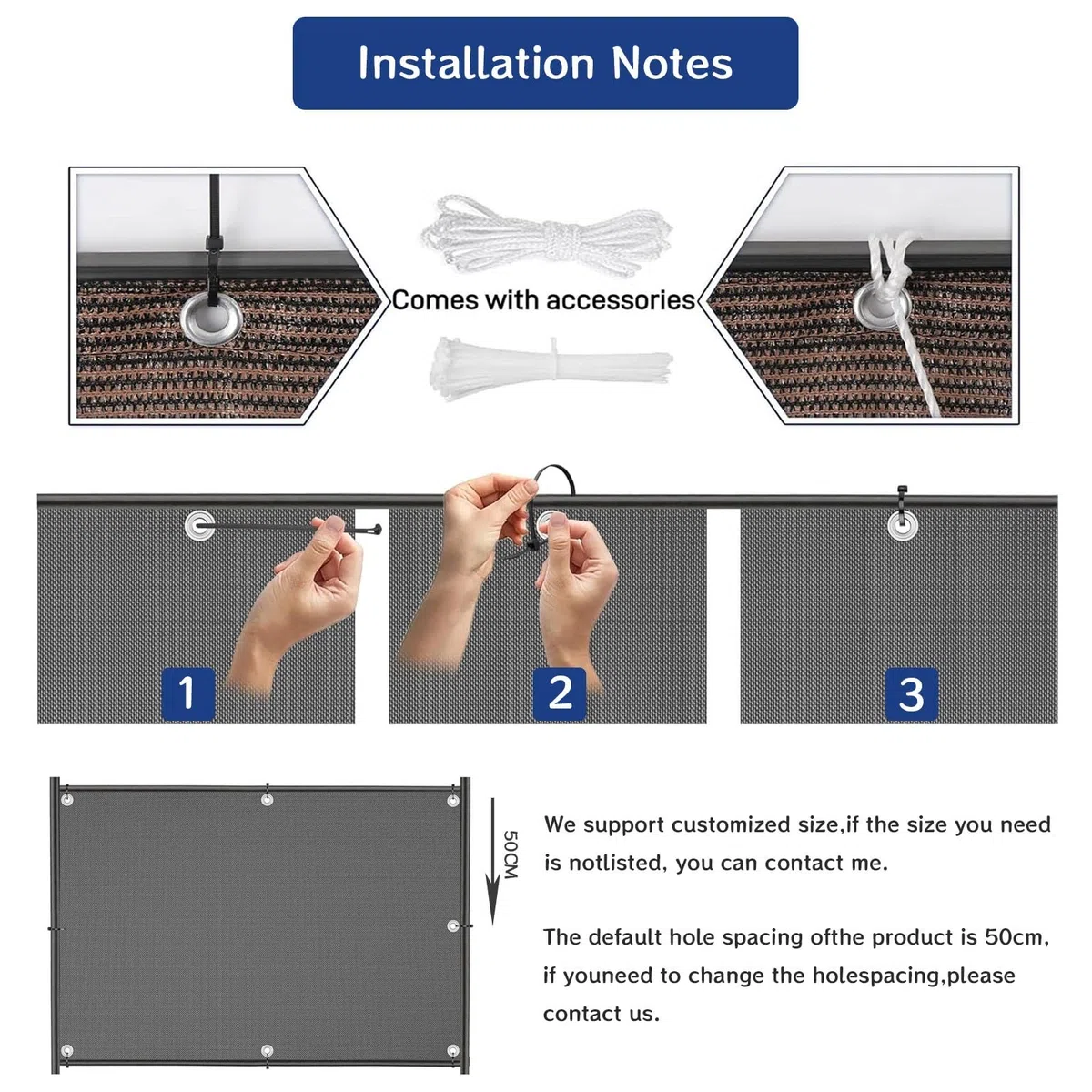 Telo Frangivento per Balconi 150 x 45 cm Raggi UV Antistrappo Antivento, Recinzione Copertura per Balcone Protezione Della Privacy Schermo, per Giardino Esterno, Marrone
