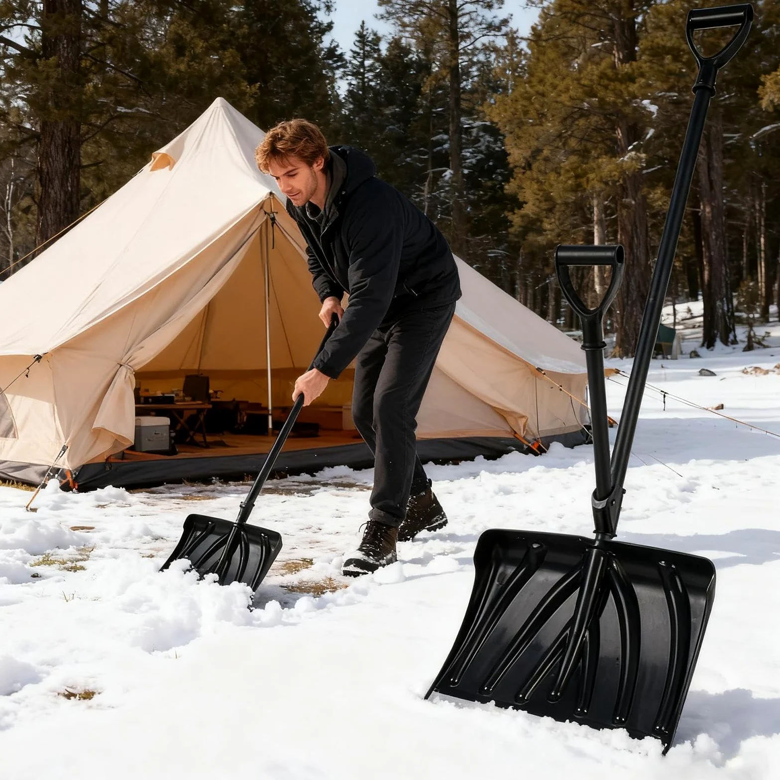 Pala Da Neve Per Raschietto Ampio Con Manico Antiscivolo | Pala Ergonomica Per Rimozione Neve Per Sentiero All'Aperto Campeggio Casa Cortile Giardino Freddo Fango