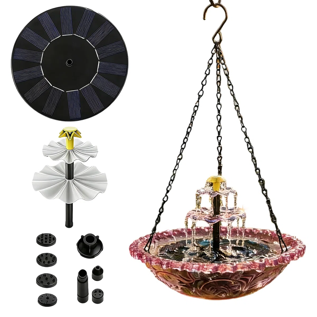 Fontane per da Bagno - Decorativa con Pompa E Spruzzatore - Fontana Solare per Bagno degli | per Attirare e Fringuelli, Arredo Esterno per Giardino Laghetto