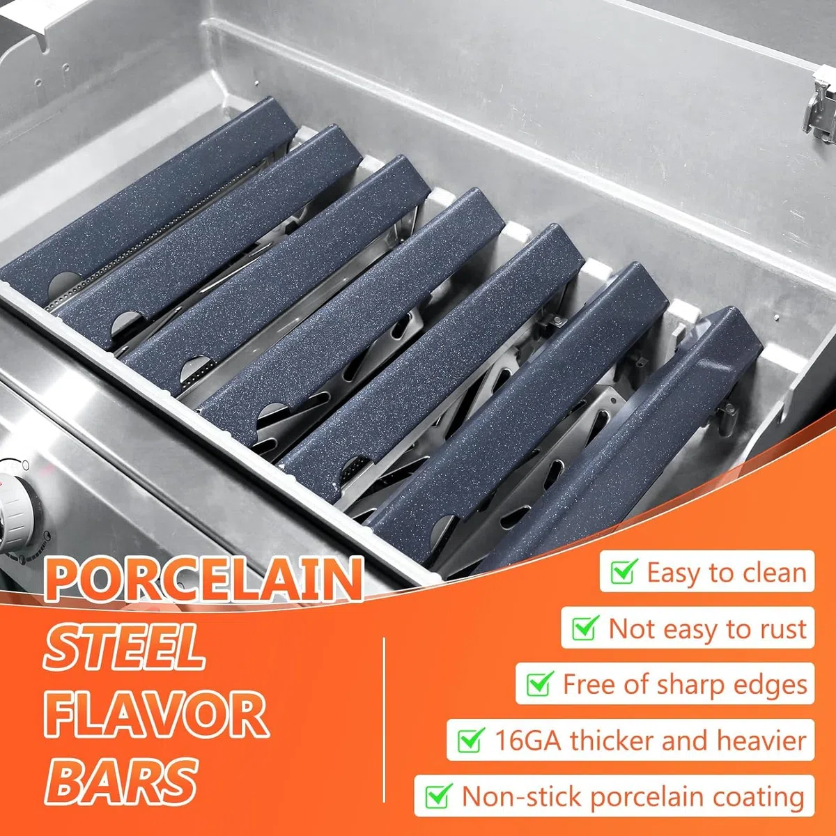 GFTIME Barre aromatizzanti per griglie a gas Weber Genesis II/LX 400, Genesis II E410, E435, S435 (2017 e più recenti), pezzi di ricambio smaltati in porcellana per Weber 66033/66796, 7 pezzi