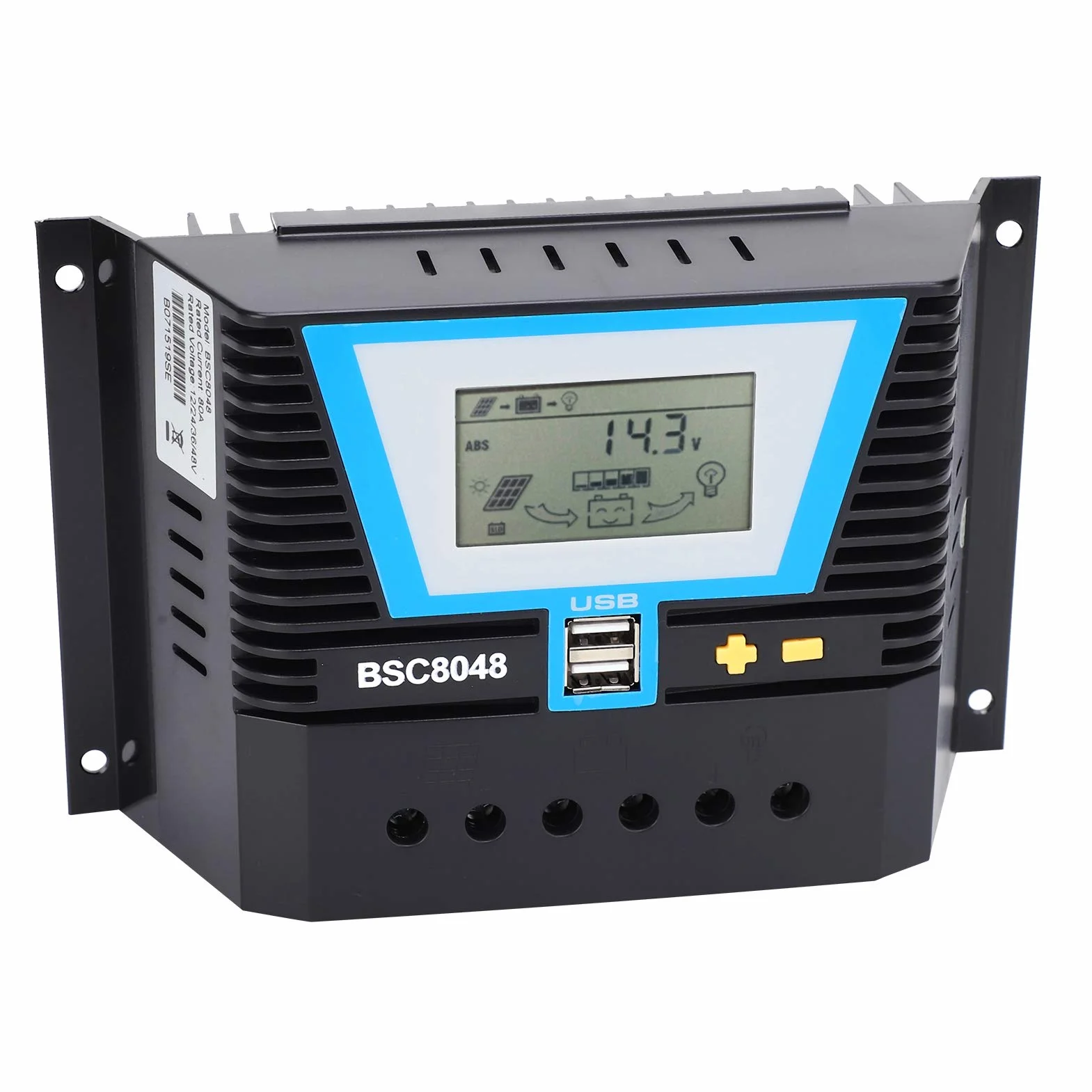 Regolatore di Carica Solare Intelligente 80A Ricarica Efficiente della Batteria 12V/24V/36V/48V Adatto per Varie Batterie Plastica Tecnica di Alta qualità