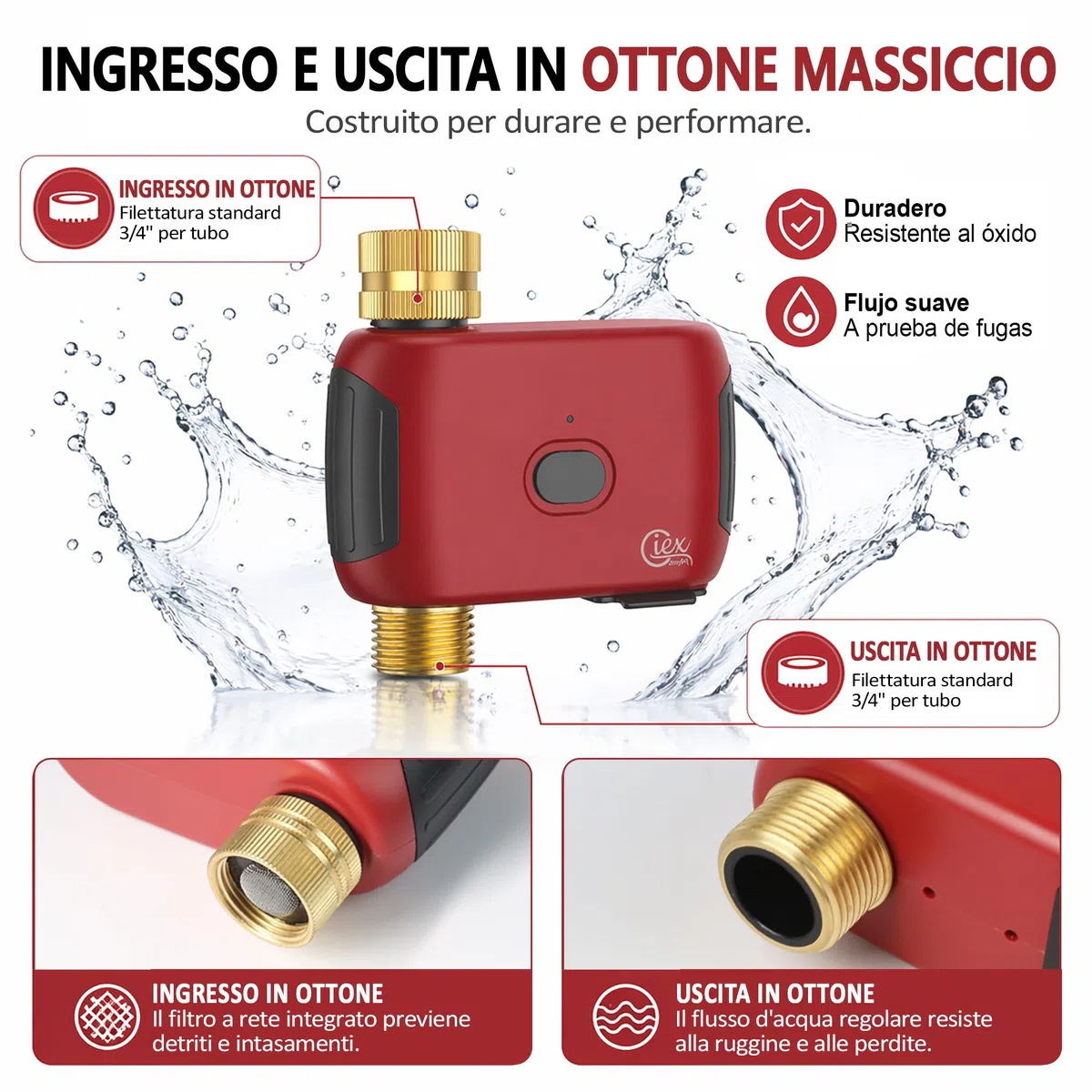 GIEX Timer per irrigazione WiFi, programmatore intelligente per rubinetto da giardino, compatibile con Alexa e Google Assistant, funziona con app Tuya Smart Life, sistema di irrigazione automatico
