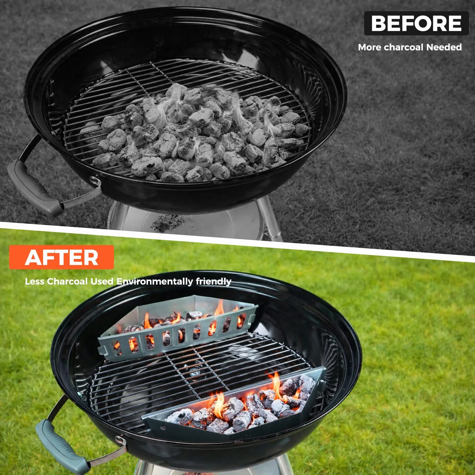 QuliMetal cesti separa carbone per Weber barbecue a carbone da 47, 57, 67 cm, Char-Basket per Weber 7403, cesti separa carbone, supporti per carbone e bricchetti per Kettle, One Touch, Master Touch