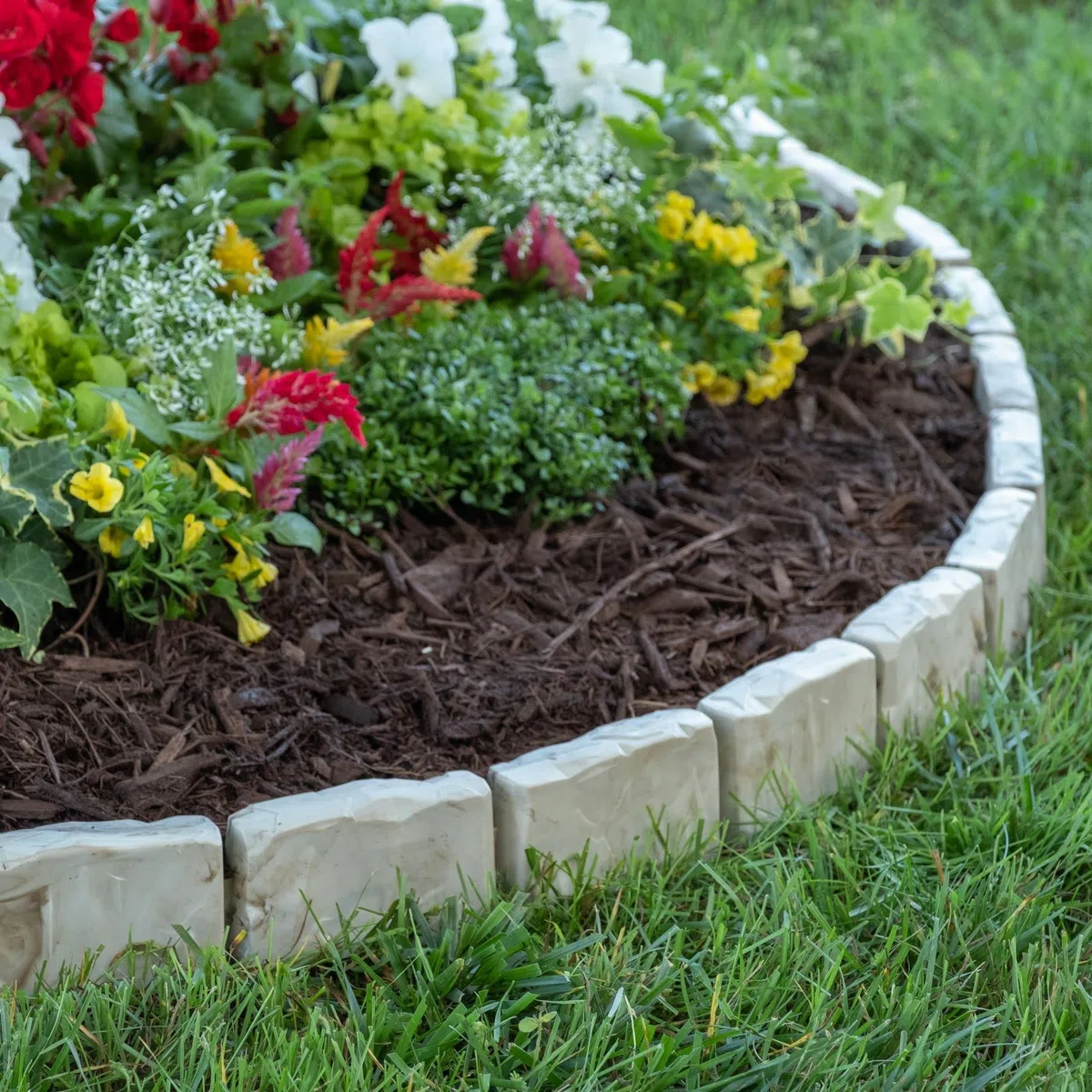 EasyFlex No-Dig - Bordura paesaggistica con punte di ancoraggio, altezza 6,9 cm, bordo decorativo da giardino effetto pietra, kit da 4,5 m, marrone