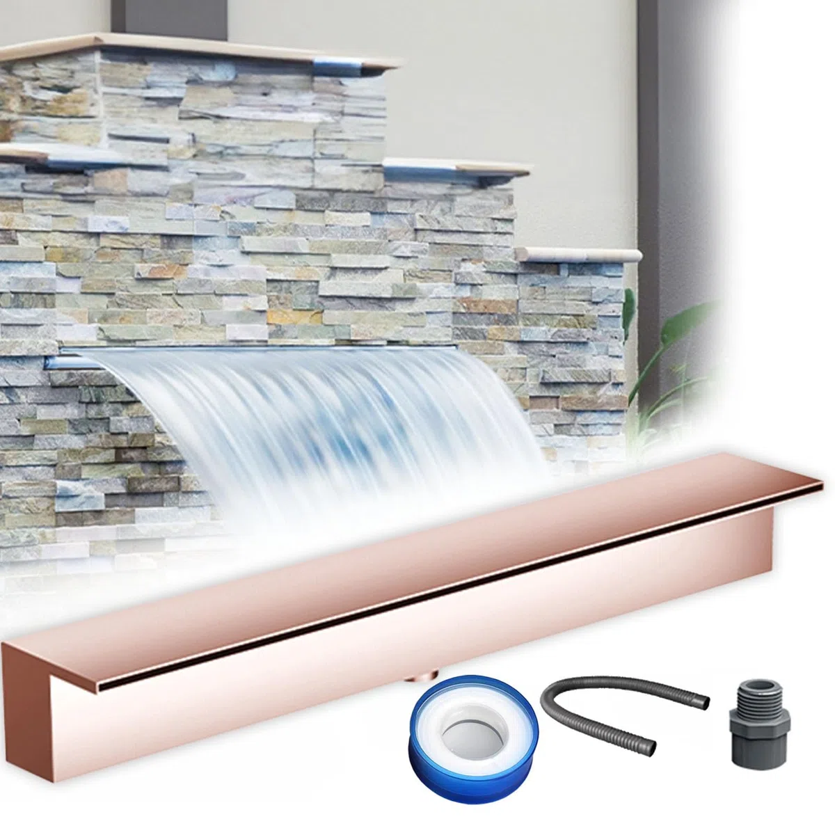 Fontana a cascata per stagno in acciaio inossidabile personalizzabile con accessori per esterni per giardino patio cortile e decorazione del paesaggio