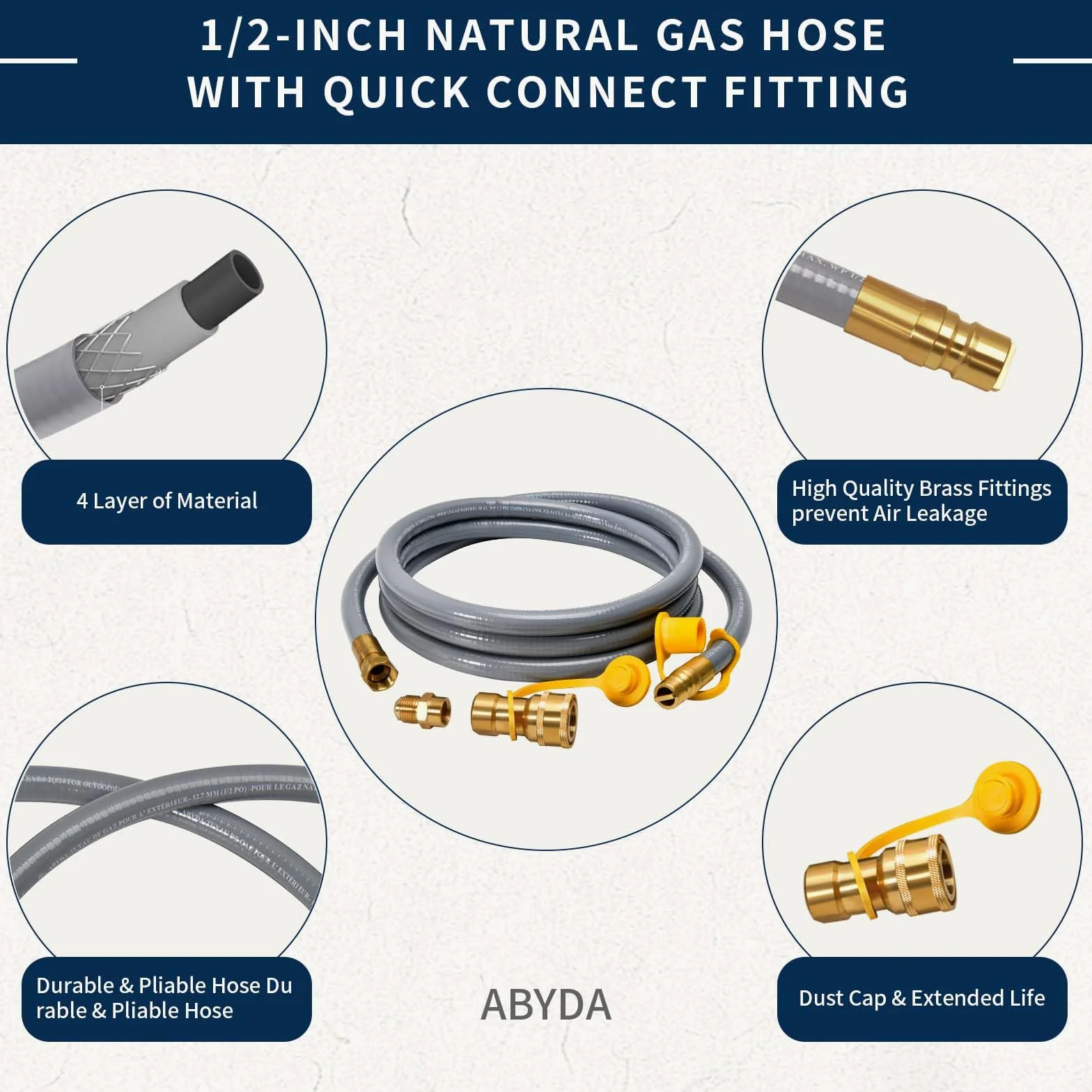 ABYDA Tubo flessibile per gas naturale a bassa pressione con attacco rapido, per barbecue, grill, forno per pizza, riscaldatore da terrazza e molto altro ancora, kit di conversione da propano a gas