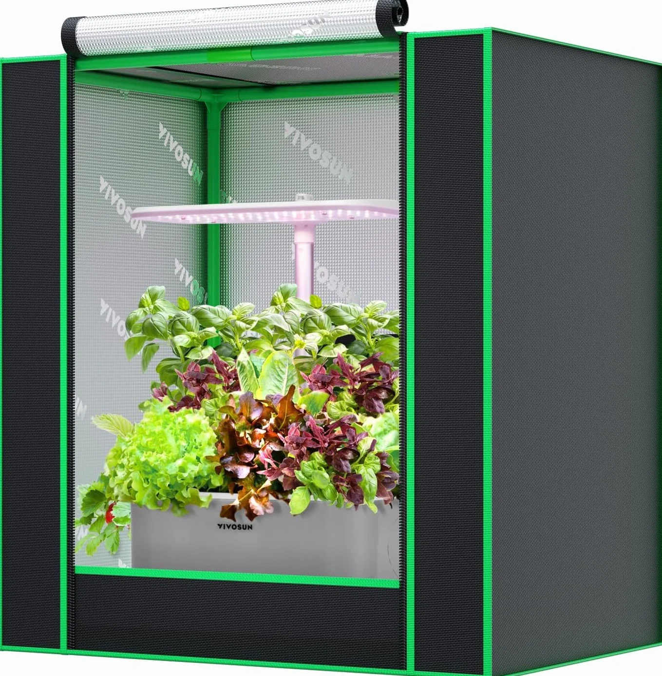 VIVOSUN Piccola Tenda daColtivazione per Aerogarden,Sistema di Coltivazione Idroponica, 50x36x54cm, Altamente Riflettente, in mylar, con finestra di Ventilazione