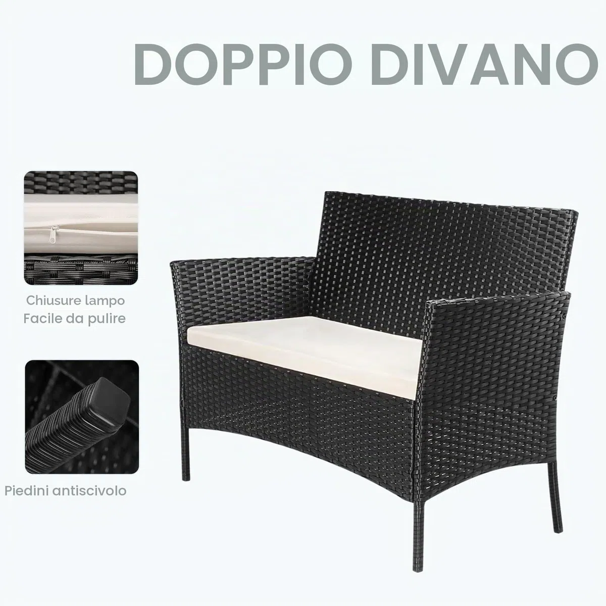 bigzzia Set da giardino con tavolo da esterno e sedie in resina intrecciata effetto rattan per giardino e balcone