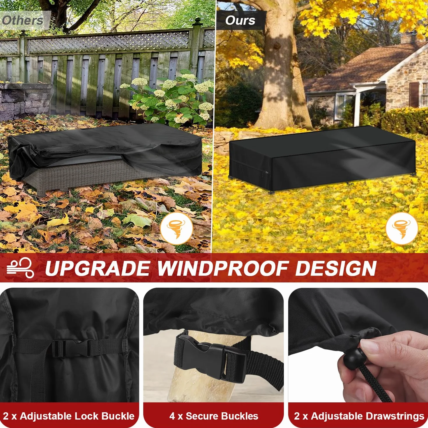 LAMUNI Copertura Sdraio da Esterno Telo Copri Lettino da Giardino, 420D Oxford Coperture per Lettini Prendisole da Giardino, Antivento, Anti-UV Copertura Impermeabile per Sdraio, 218x77x55cm