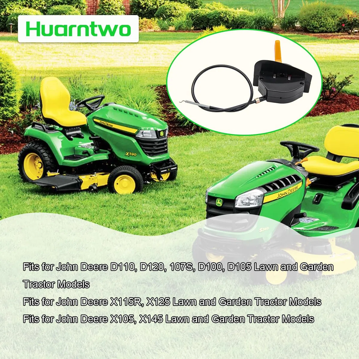 GY21983 - Cavo acceleratore compatibile con John Deere 107S, D100, D105, D110, D120, X105, X115R, X125, X145, cavo push pull