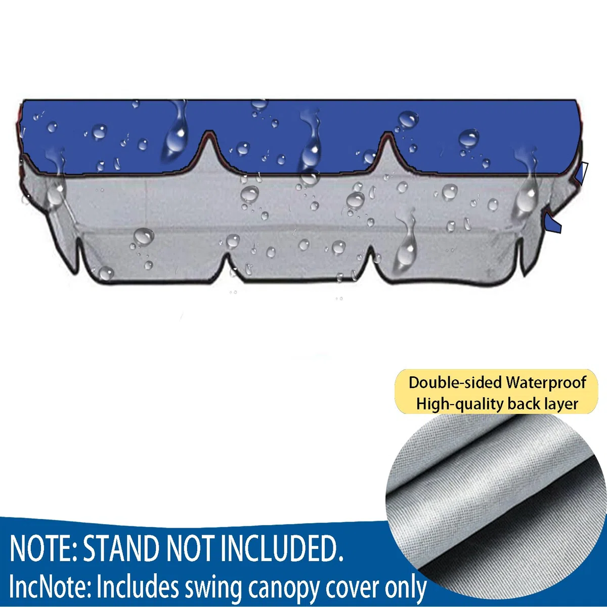 Copertura Dondolo 2/3/4 Posti,Set di Copertura Tetto ondolo 210D Oxford Tessuto di Ricambio per Baldacchino,Tettuccio per Altalena da Giardino mobili da esterno impermeabile Dondolo,Blu,164*114*15cm