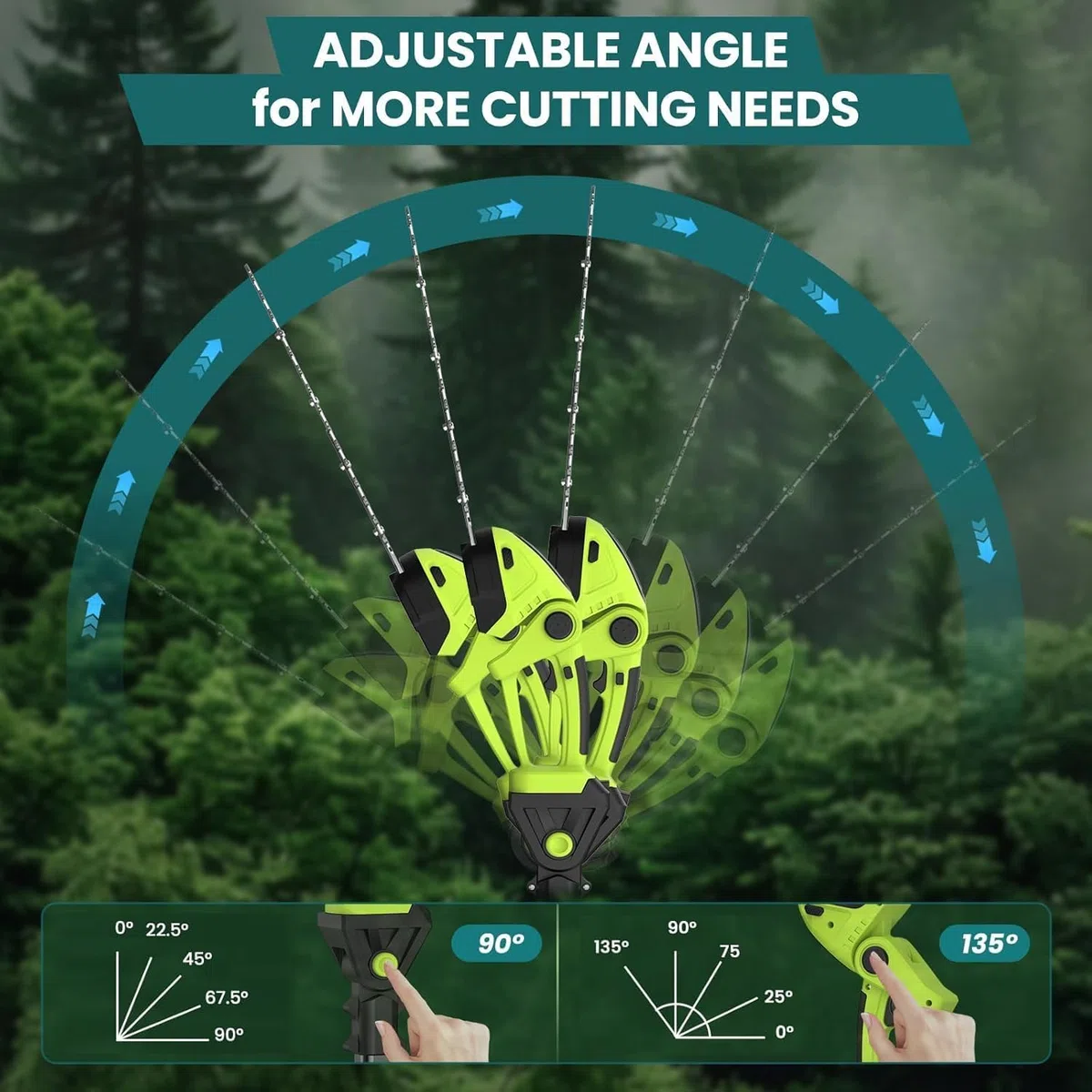 Motosega e Tagliasiepi con Asta Telescopica, 4 in 1 Kit Potatura Sega Elettrico Mini Motosega, 4* Catene 6", 2 * 4000 mAh Batterie Ricaricabili per Tagliare Giardini, Arbusti, Rami
