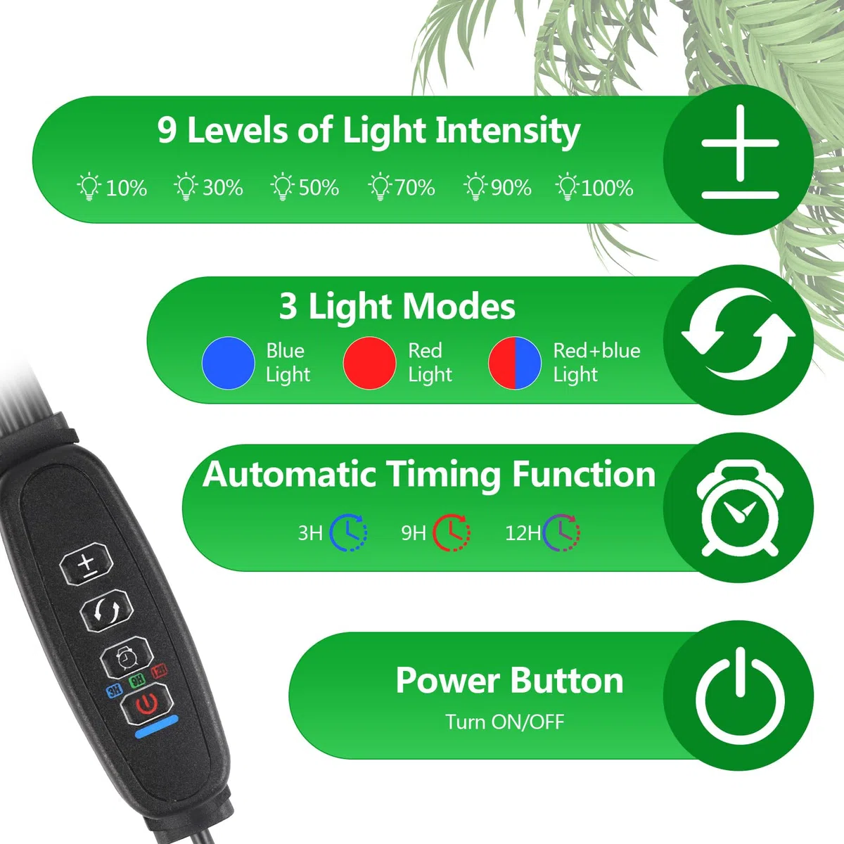 Lampade per Piante Indoor, Lampada Crescente Spettro Completo 4 Heads, Luce per Piante Con Treppiede, Luce LED Coltivazione Indoor Con Timer, 3 Modalità E 9 Regolazioni Di Luminosità