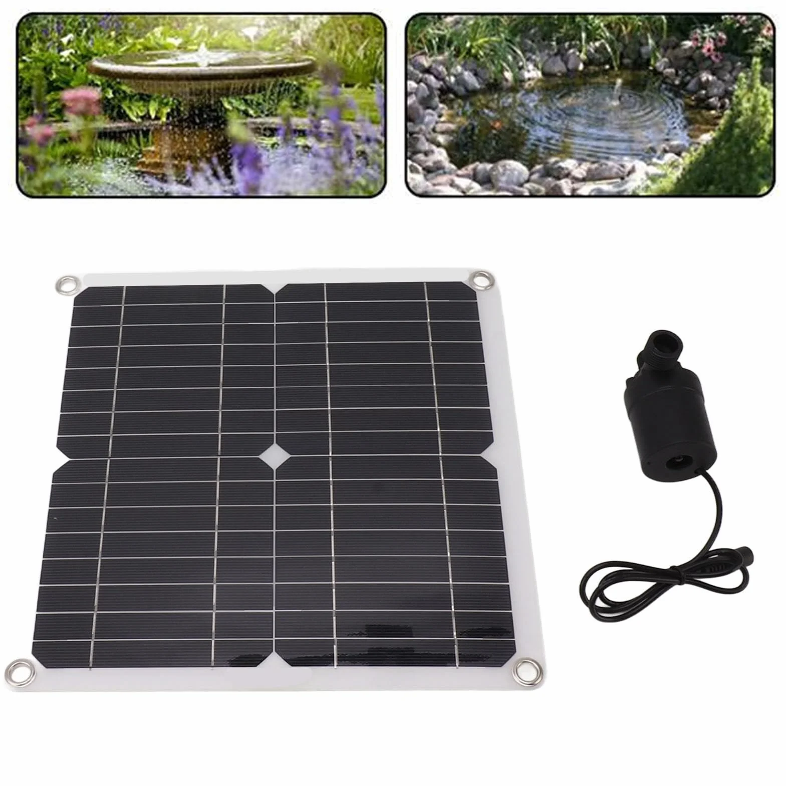 Tyenaza Kit Pompa Acqua Solare, 50 W Pannello Solare 22 W Pompa Acqua 800L/h 12 V DC a Basso Rumore Pompa Solare per Stagno per Bagni di Uccelli, Giardino, Acquario