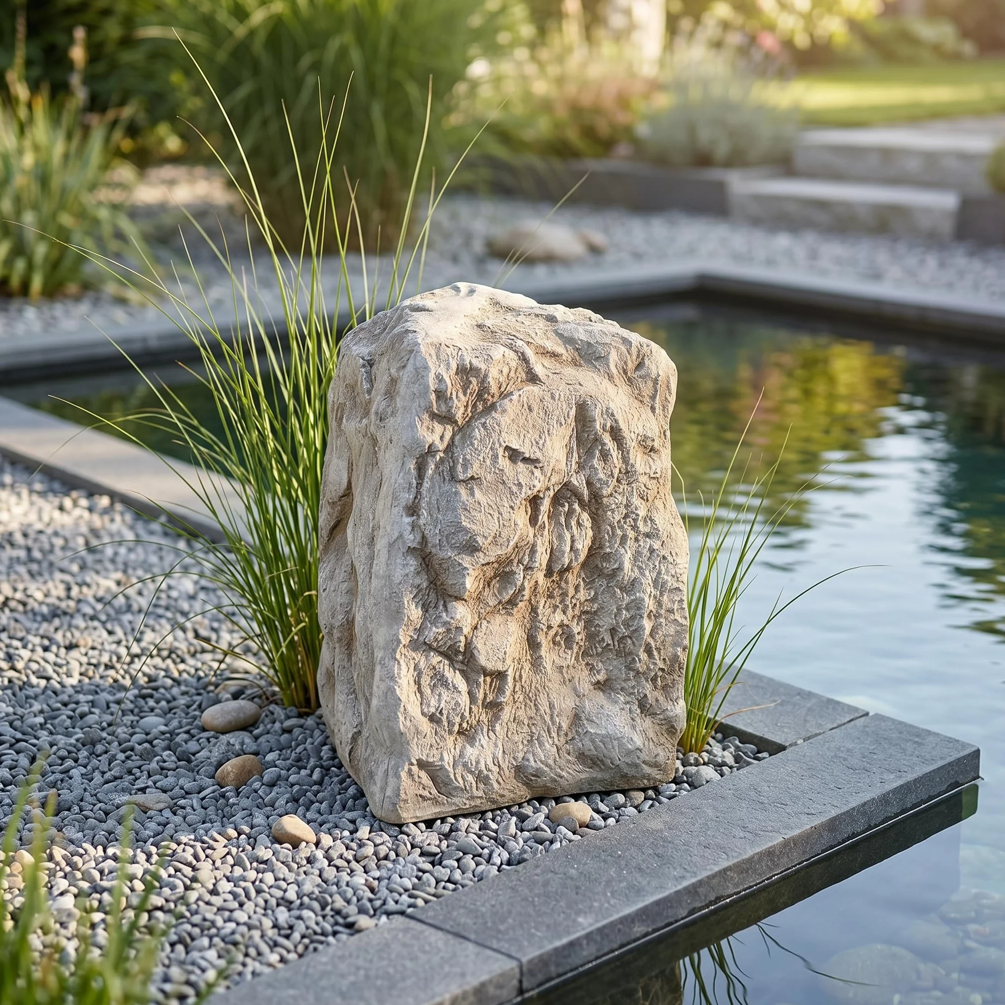Copertura per rocce da giardino, effetto arenaria, rocce artificiali, 28 x 40 cm, copertura pompa