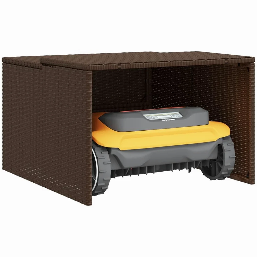 vidaXL Garage per Robot Tosaerba Marrone 86x90x52/57 cm in Polyrattan