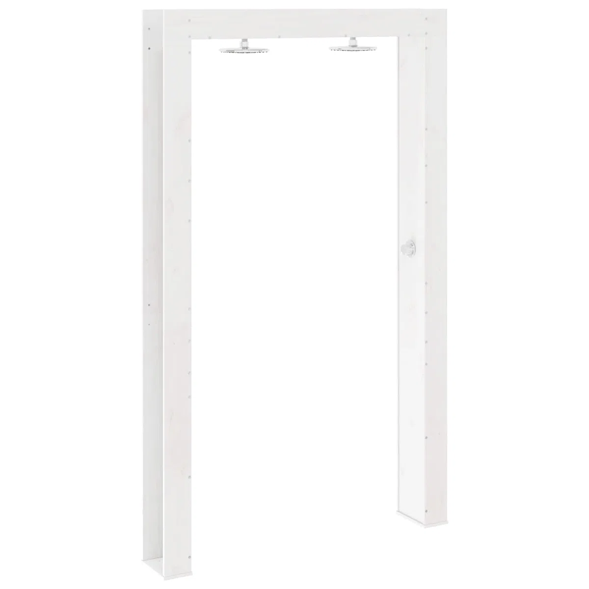 Doccia per esterni in legno massello di pino e acciaio inox, bianco, 226 cm, con tubo doccia regolabile in altezza, soffione girevole, resistente alle intemperie, per giardino, piscina