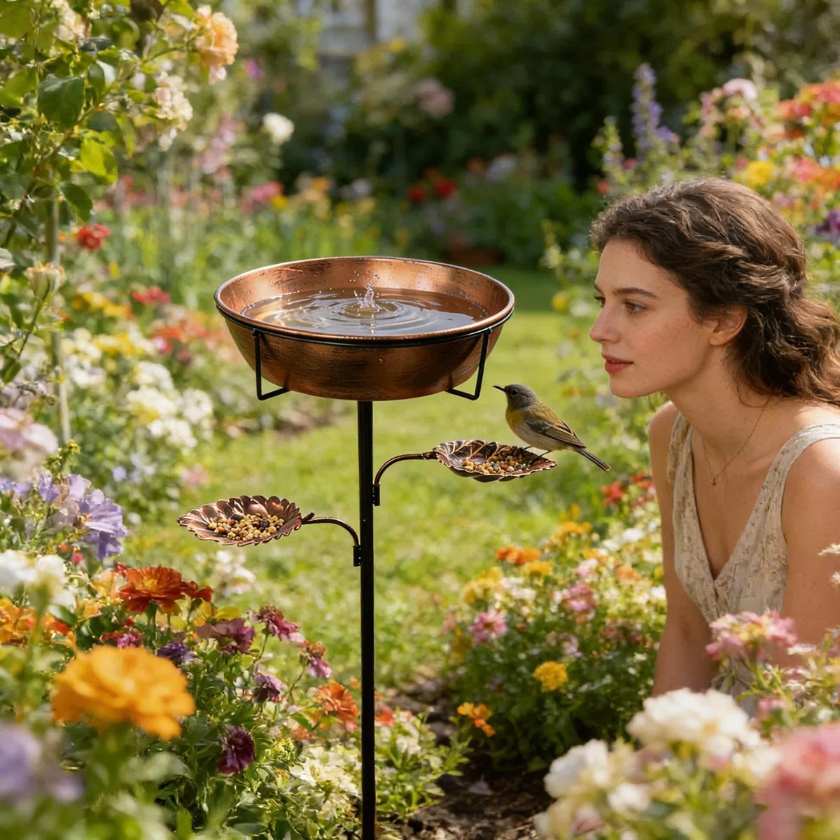 Bagni Per Uccelli Da Esterno Piastra antiruggine con vaschetta rimovibile | Bagno per Uccelli da Giardino per Terrazzo Balcone Giardino Arredamento Cortile