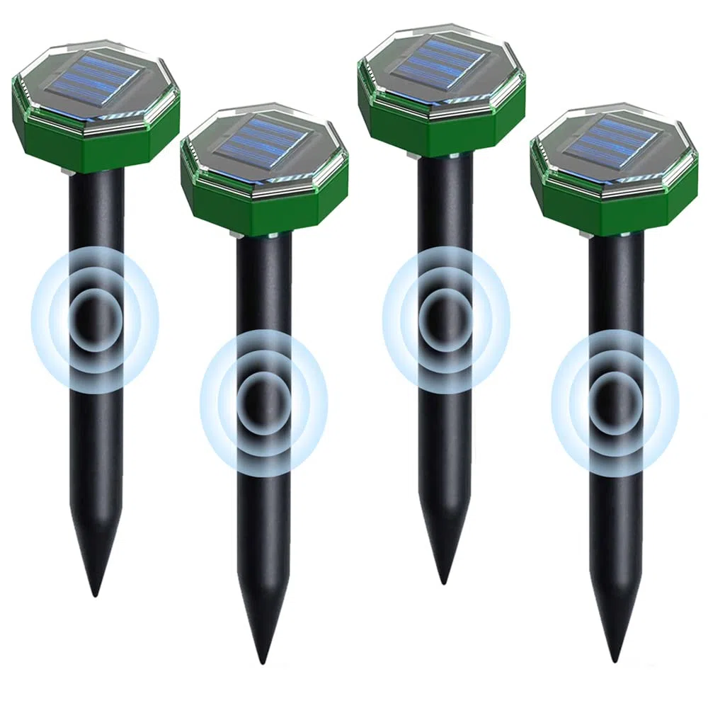 Repellente tortora ad ultrasuoni solare IP65, 4 pezzi Repellente serpente ad ultrasuoni, impermeabile repellente solare tortora, repellente per anti talpa gopher, serpente per il controllo dei
