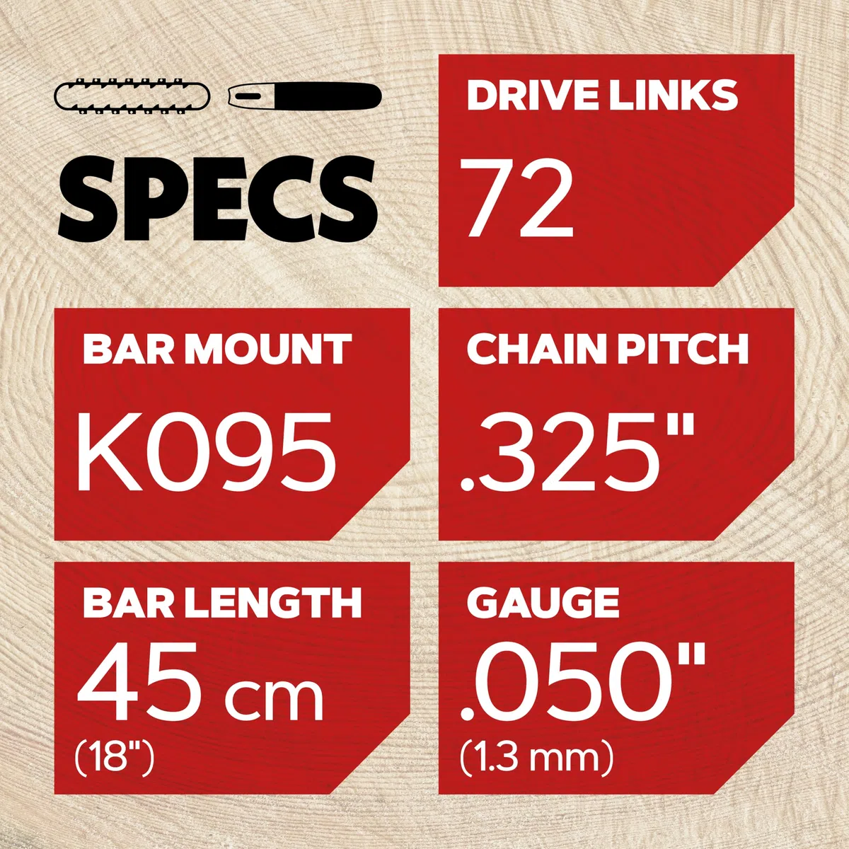 Oregon SpeedCut - Barra guida per motosega da 45,7 cm, compatibile con Craftsman, Husqvarna, Jonsered, McCulloch; passo 0,325", calibro 1,3 mm, 72 maglie di trasmissione