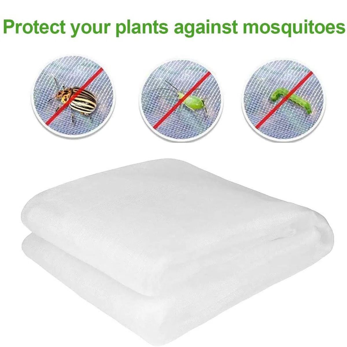 Rete per insetti a maglie strette， Garden Netting Plants Vegetables Fruits Flowers Protection Insects Birds White Multiple Sizes(1.5x10m/4.9x32.8ft)