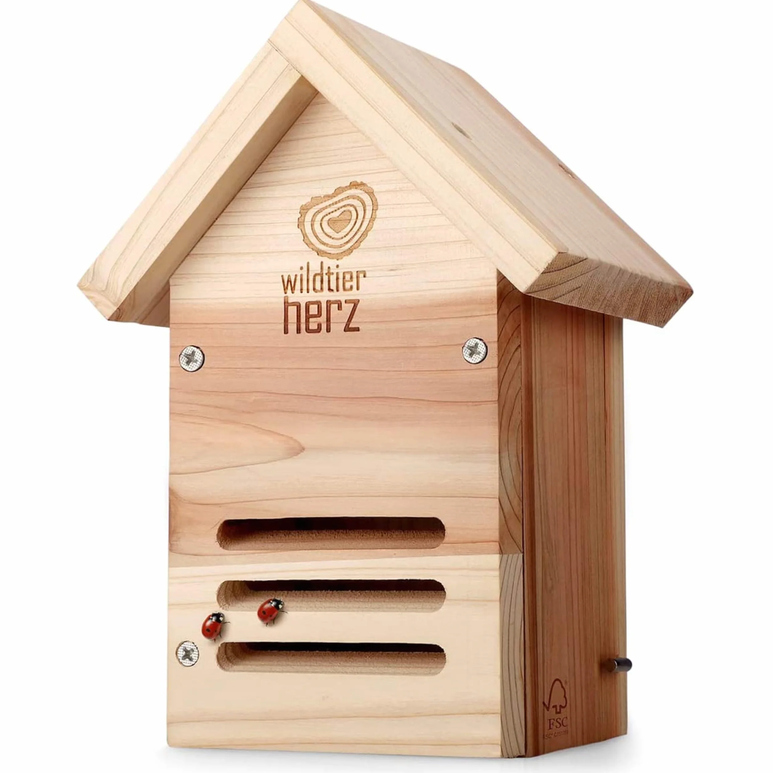 Wildtier Herz | Casetta per Coccinelle - Hotel per Insetti e Nido per Coccinelle - Con Prese d'Aria e Resistente alle Intemperie - In Legno Massello - Dimensioni:23x17x12 cm