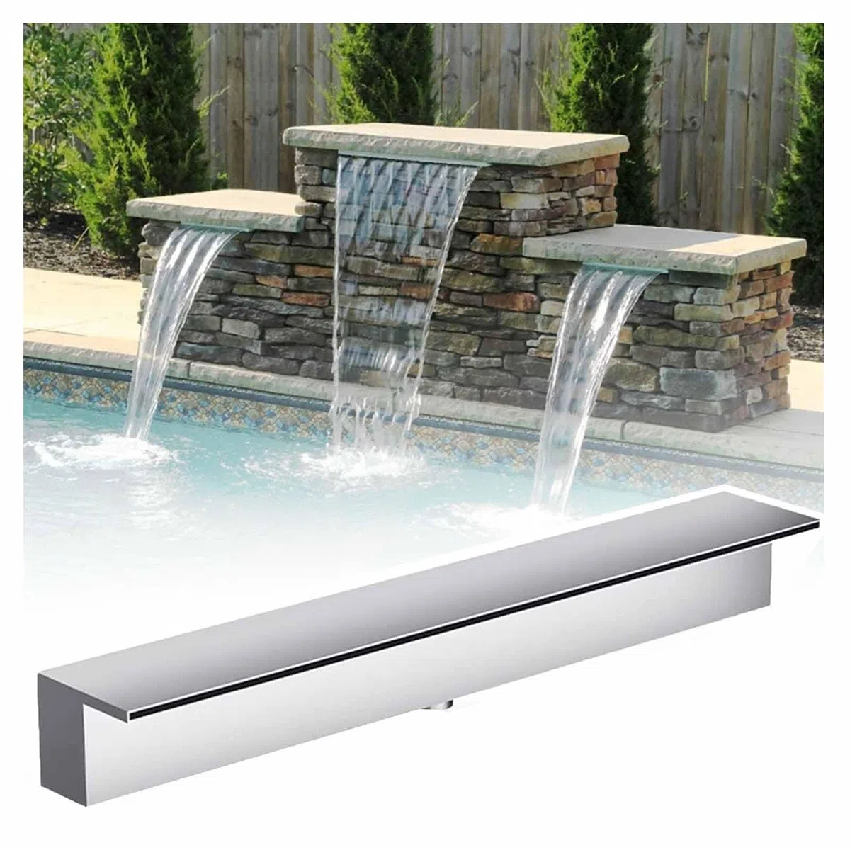 Kit per piscine e stagni in acciaio inox 304, fontana per patio, patio, 150 cm, per migliorare l'estetica del paesaggio