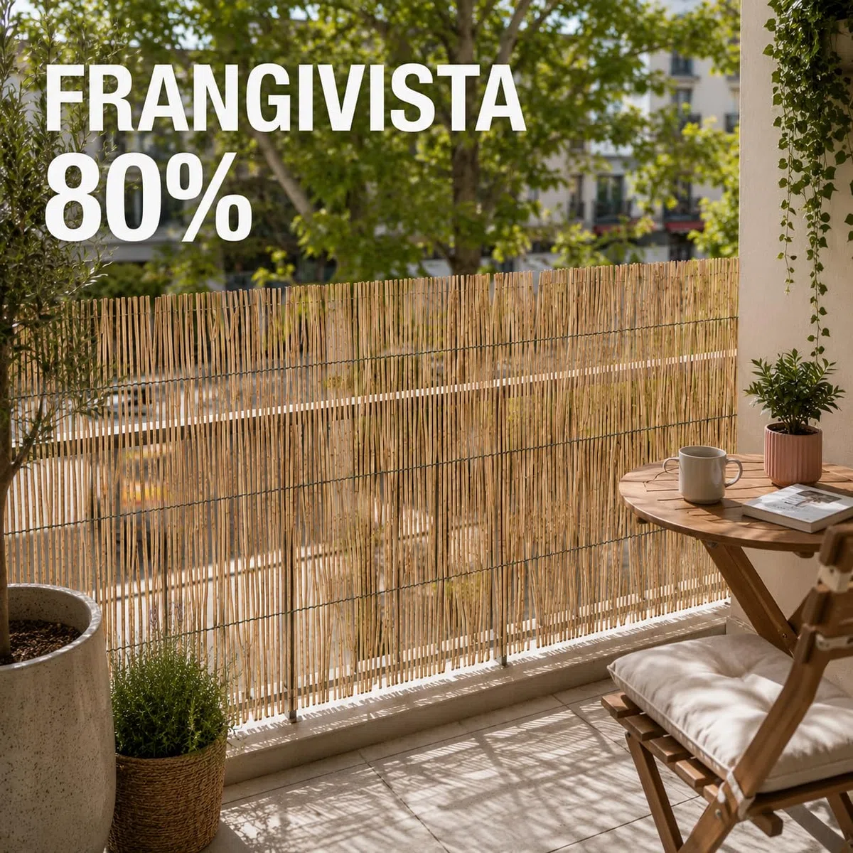 MAKA Arella in Bambù Naturale Frangivista per Esterno 4 mm, Canniccio Ombreggiante per Giardino Terrazzo Balcone, Stuoia in Canna Bambù per Recinzione Decorativa e Privacy (1x3 metri)