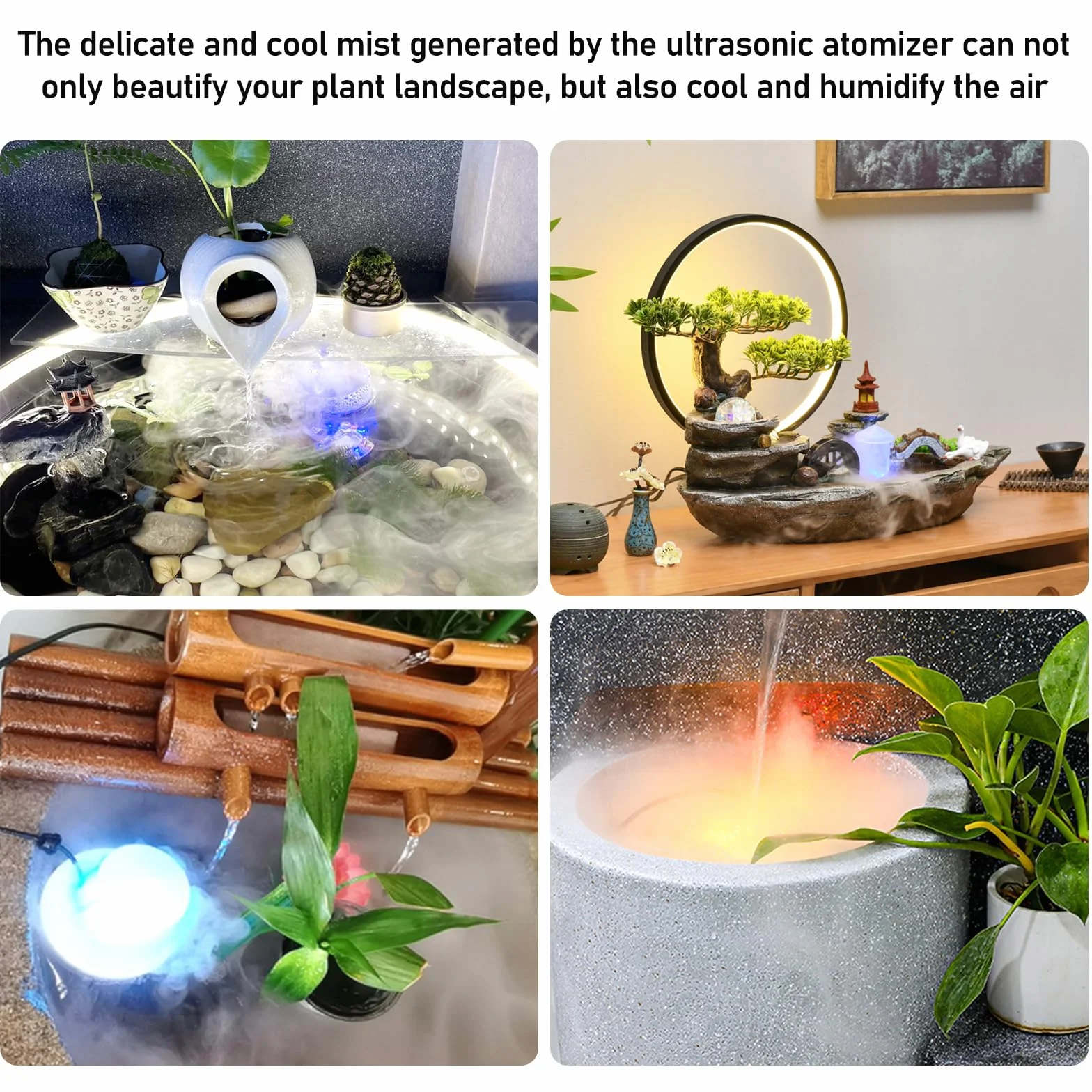 PORFOYO Nebulizzatore ad Ultrasuoni, 12 LED Nebulizzatore a Ultrasuoni, Mist Maker Fogger, Nebulizzatore Fontana, Nebulizzatore Halloween con Paraspruzzi Rimovibile per Interni o Esterni Halloween