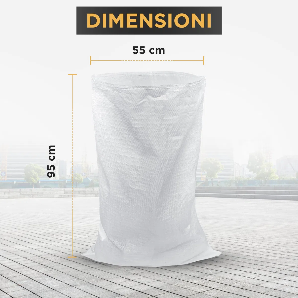 Sacchi per Macerie (20 UNITÁ) | 55 x 95cm - Resistente (55 kg) e Riutilizzabile | Sacchi in Polipropilene | Perfetto per Sabbia, Terra, Giardino, Edilizia e Foglie