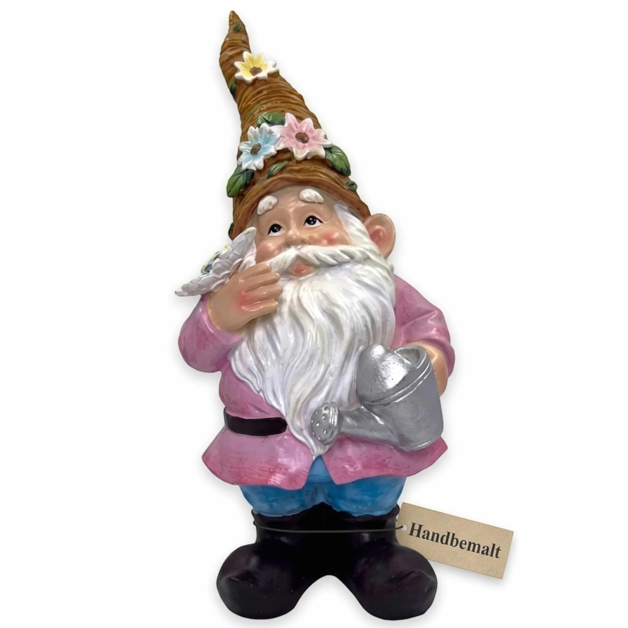 MIJOMA GNOME Dwarf - Nano da giardino, decorazione da giardino, gnomo, gnomo, decorazione per il giardino, decorazione per la casa, per il balcone (giacca rosa, 27 cm)