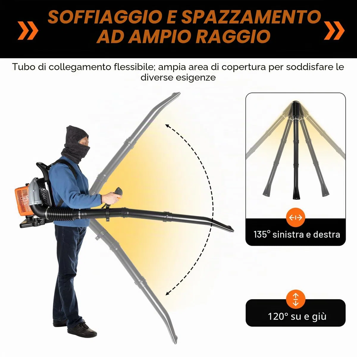 Soffiatore a zaino a benzina da 65 cc, motore raffreddato ad aria, leggero, senza fili, con cinghie di comfort migliorate e attrezzature di sicurezza, per giardino, foglie, polvere e neve