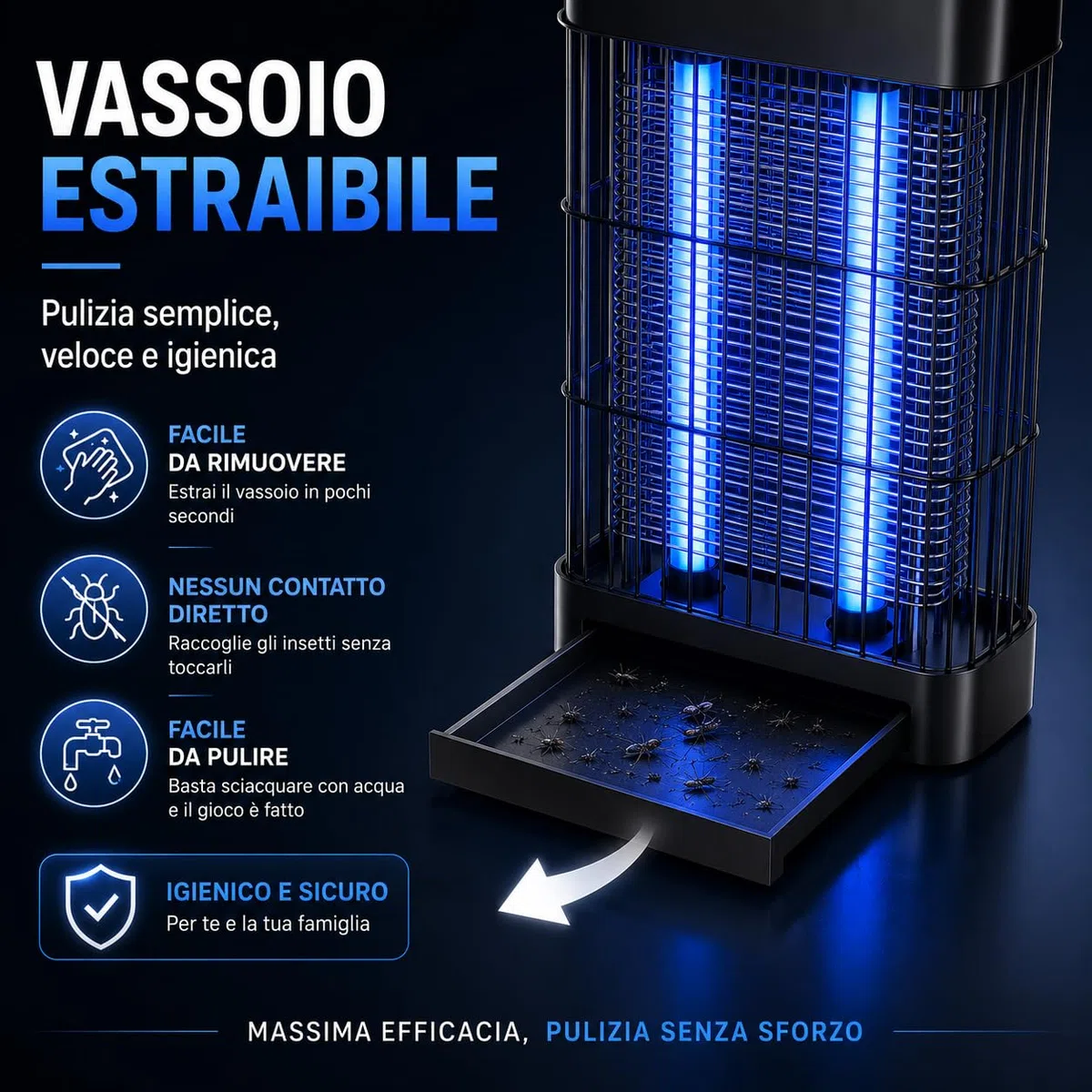 Lampada Antizanzare Elettrica 20W UV LED per Interno ed Esterno – Ammazza Zanzare e Mosche con Vassoio Estraibile – Killer Insetti per Casa, Balcone, Camera da Letto e Terrazza – Copertura 100 m²