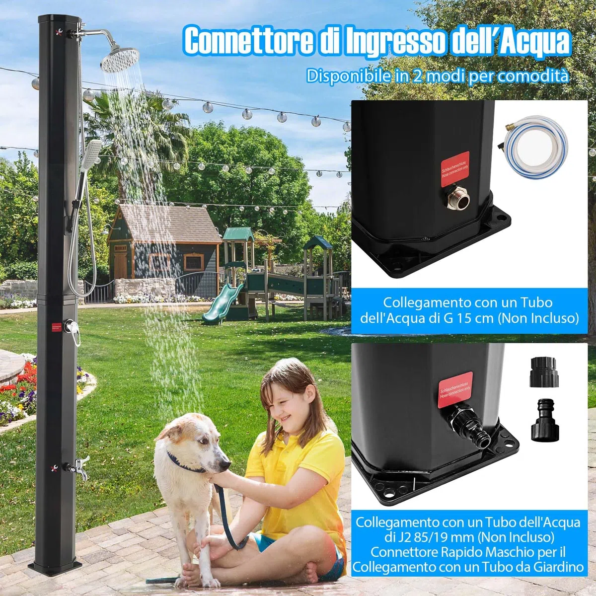 RELAX4LIFE Doccia Solare da Giardino 35 L, Soffione Doccia Girevole, Doccia a Piedi, Regolazione Temperatura per Piscina