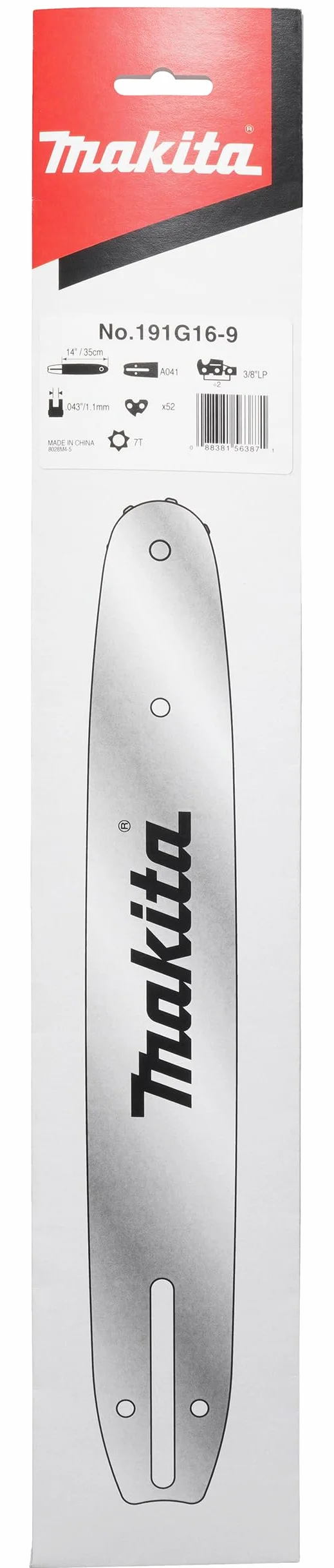 Makita barra di guida, 35 cm, 1,1 mm, 3/8'', 191G16-9