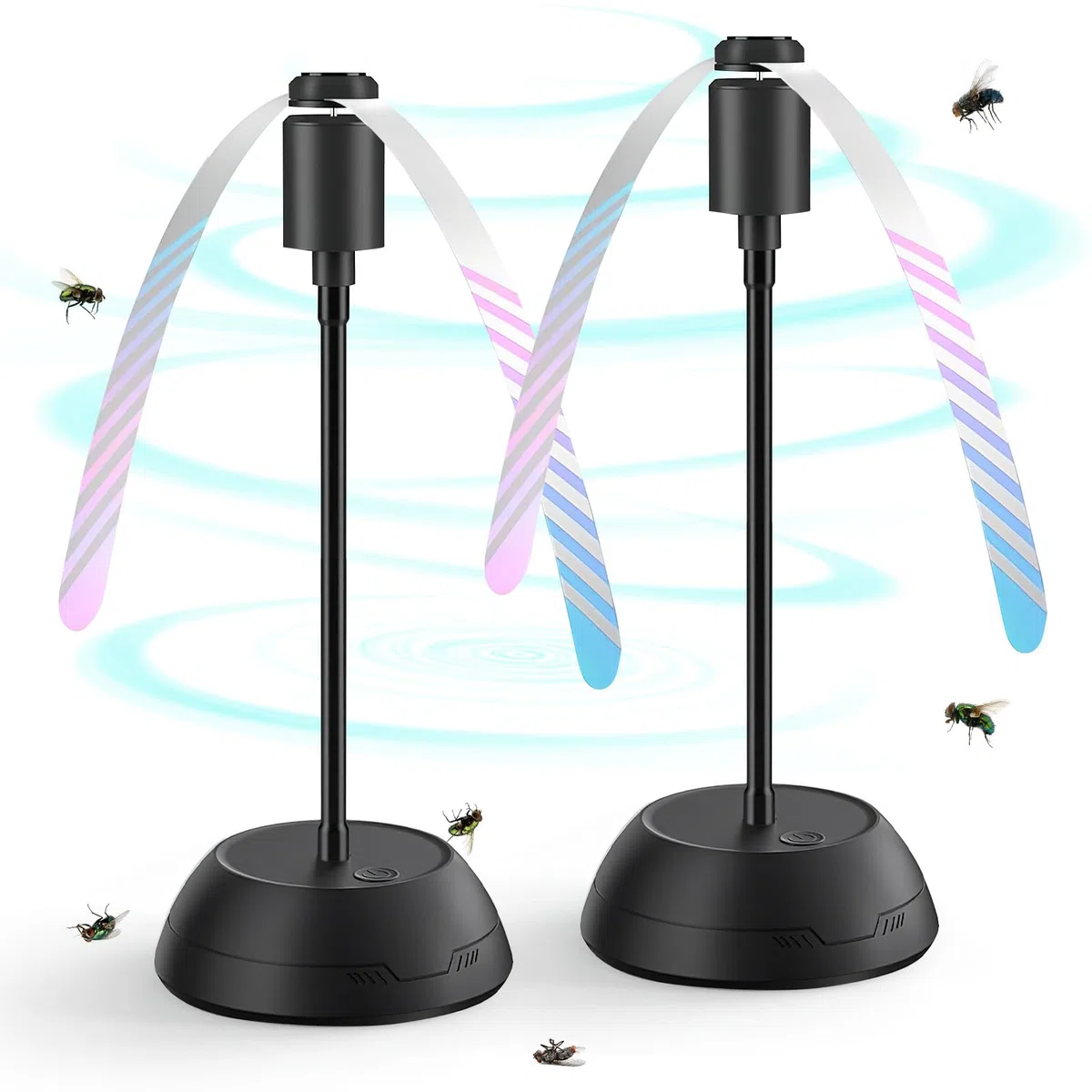 2 Pezzi Acchiappa Mosche, Repellente per Mosche, ScacciaMosche da Tavolo, Repellente per Mosche, Piegare e Appendere, per Interni ed Esterni (Nero A-Batteria)