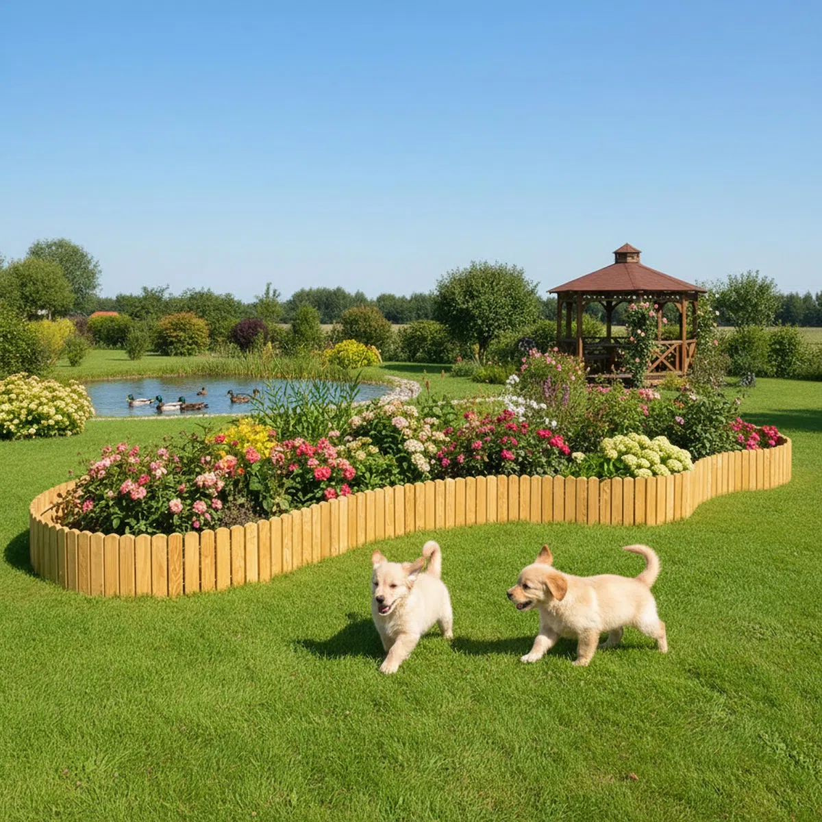 Garronda Rollborder bordure per aiuole e prato recinzione staccionata in legno flessibile 200 cm bordatura da giardino esterno delimitatore aiuole GD-0046 (Marrone Scuro Altezza: 20 cm)