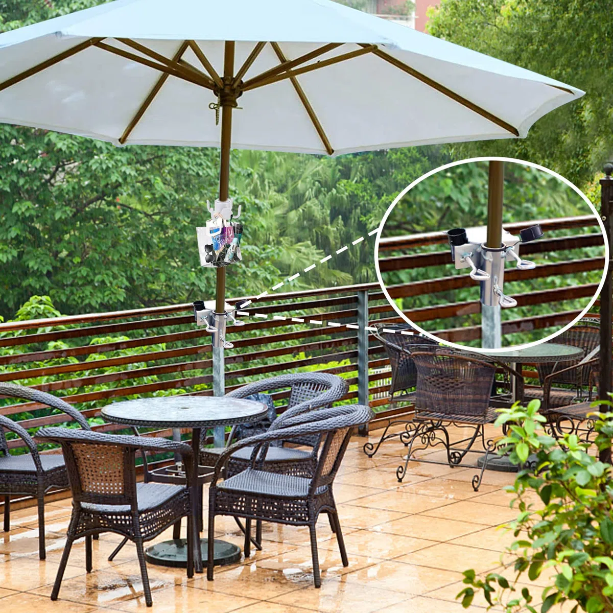 YeahBoom Supporto per ombrellone,Morsetto da Giardino per ombrelloni,Ringhiera del Balcone o Tavolo,Ombrelloni Morsetto,Supporto per ombrellone per Balcone e terrazza per Eventi all'Aperto Campeggio