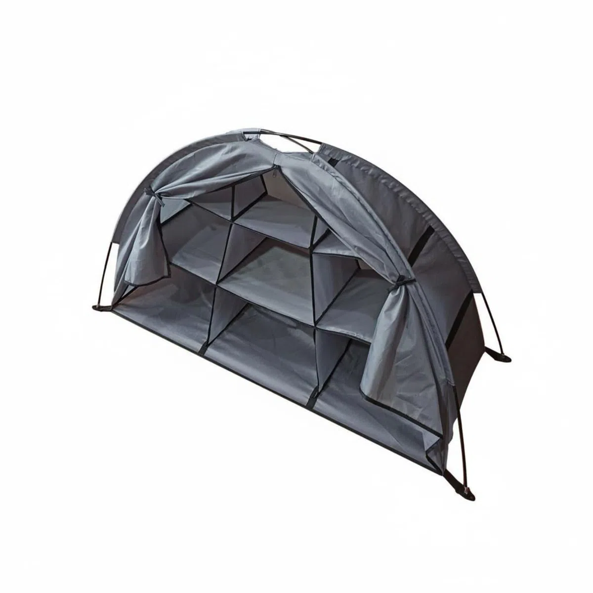 harayaa Armadio da Esterno Organizzatore Pieghevole da Campeggio con 9 Scomparti Tessuto Oxford PU Impermeabile Supporto Solido Adatto per Campeggio Giardino Tenda