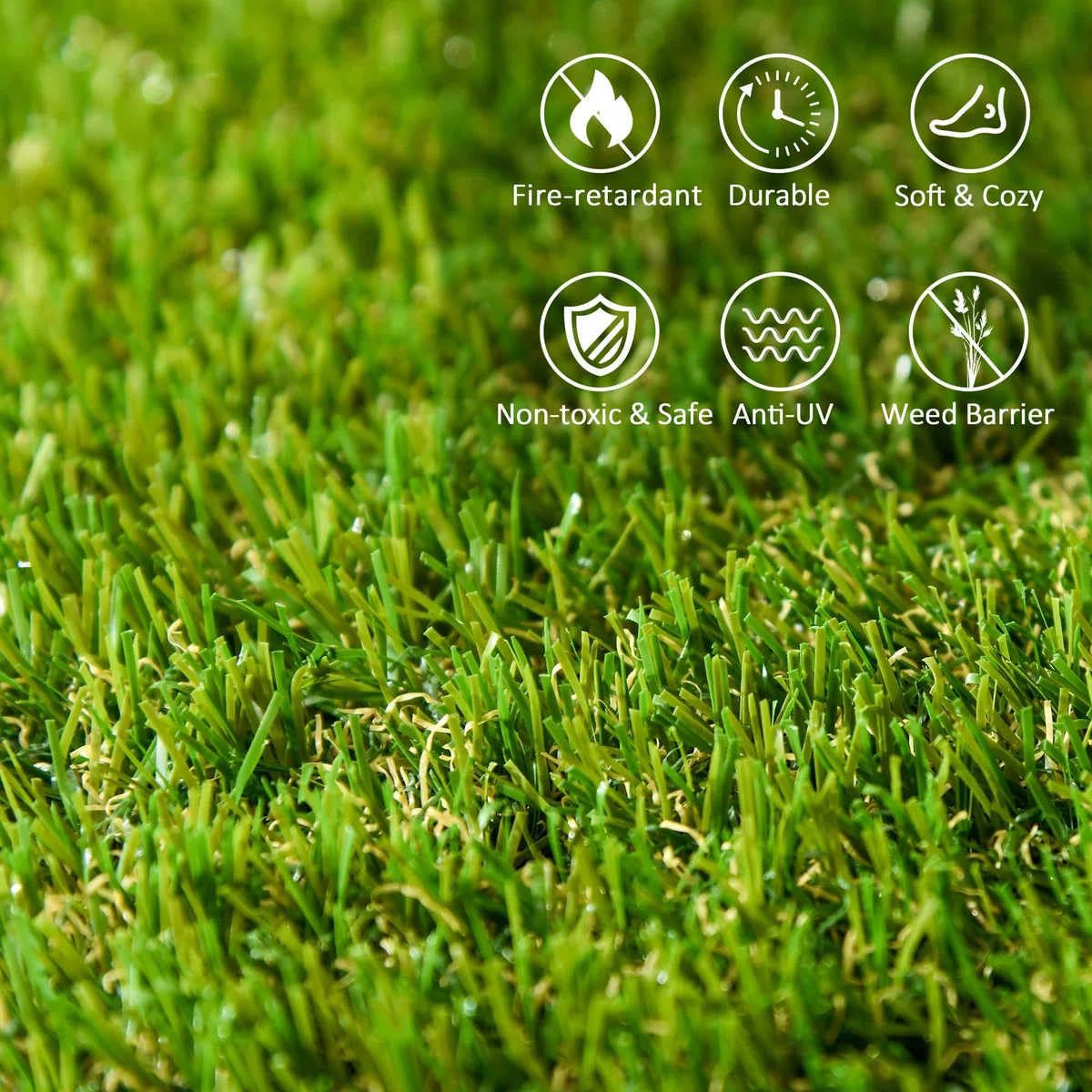 Outsunny Tappeto erboso sintetico artificiale Set di 10 piastrelle 30 x 30 cm spessore comfort 3 cm ad incastro verde