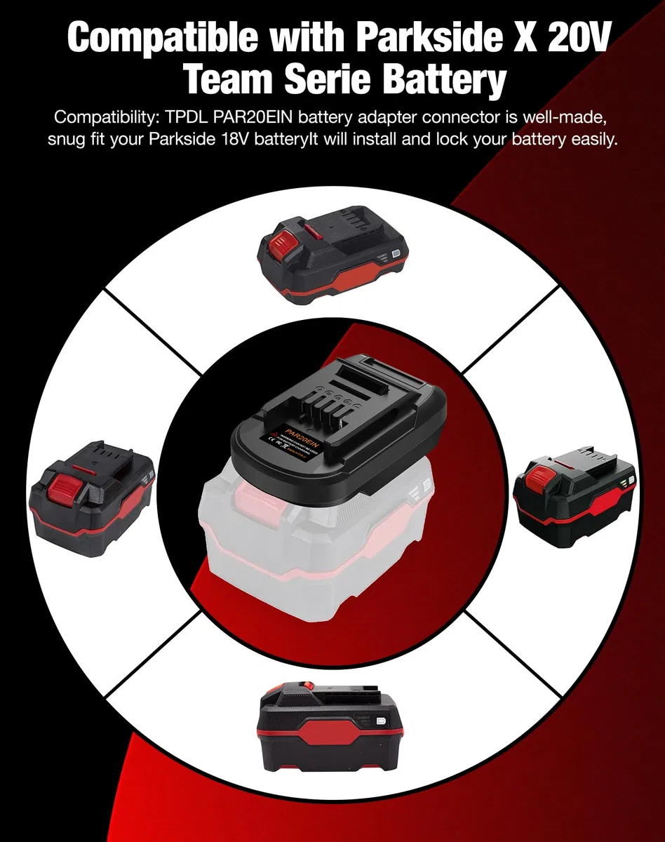 TPDL Adattatore batteria per Parkside a Einhell Power Tool, convertitore adattatore batteria per Parkside XTEAM Series 20 V Pap 20 B1 B3 A1 per Einhell PXC 18 V Li-Ion Power Tool