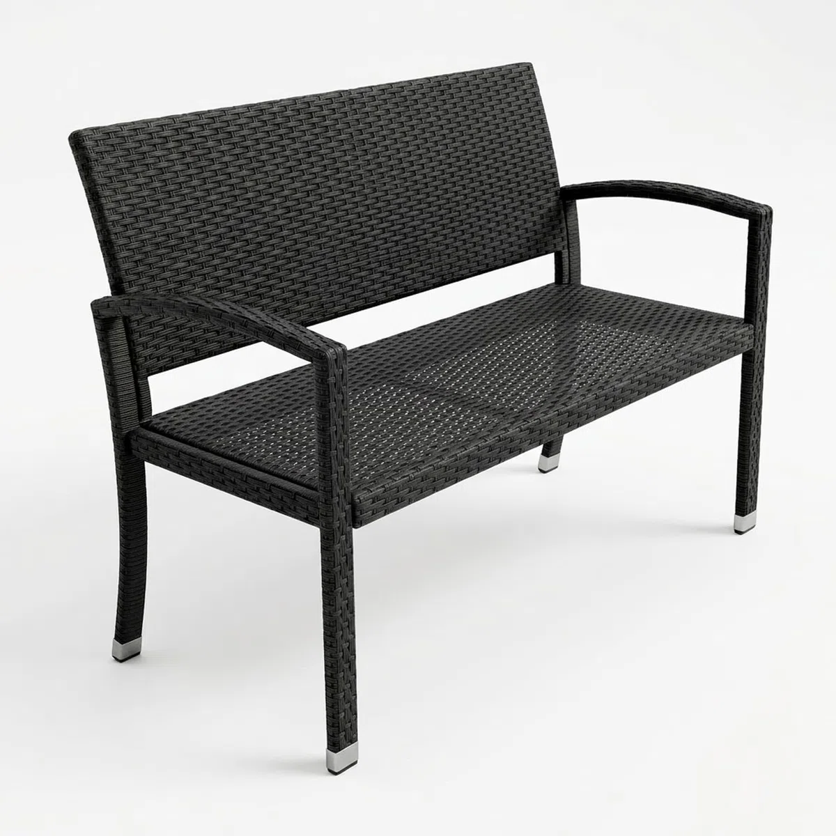 Arreditaly Panchina Da Giardino In Polyrattan Con Braccioli Struttura In Metallo Resistente Fino A 320 Kg Ideale Per Esterno Terrazzo Balcone Design Moderno Effetto Rattan 122 x 58 x 90 Cm Nero