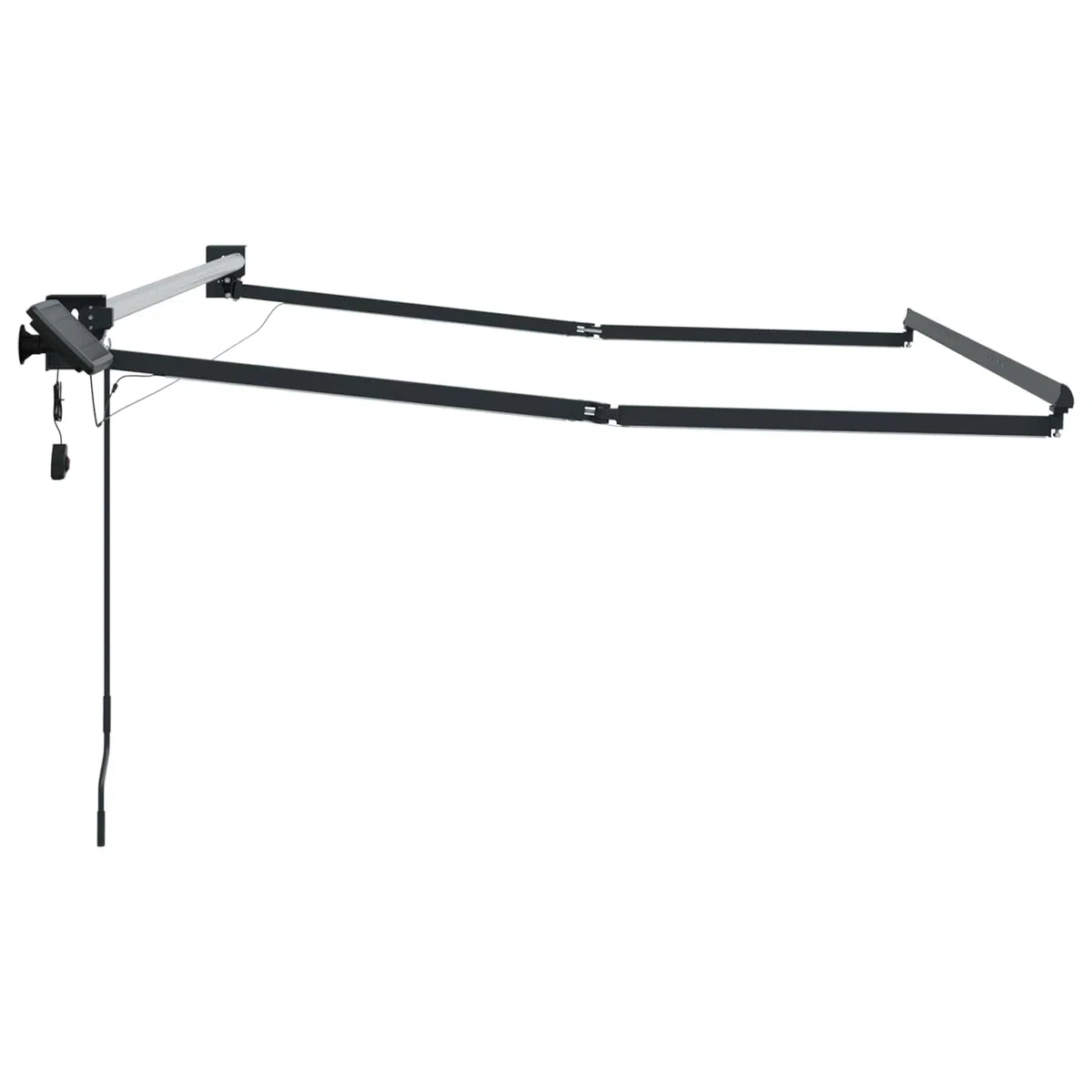 Telaio elettrico per tenda da sole antracite in alluminio, 3 x 2 m, con luci a LED a energia solare, funzionamento a manovella, resistente alle intemperie, per terrazza, giardino, balcone