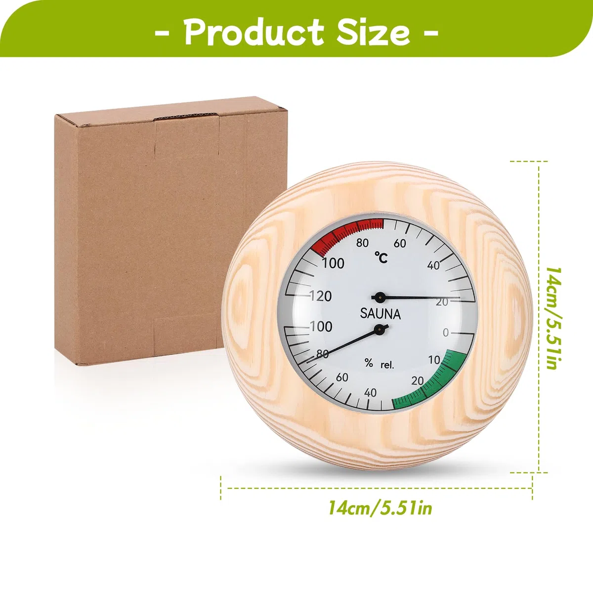 ALLOMN Termometro igrometro per sauna, 2 in 1, in legno, digitale, accurato, per sauna e bagno turco, per officina, scuola, mercato, magazzino, sala sauna