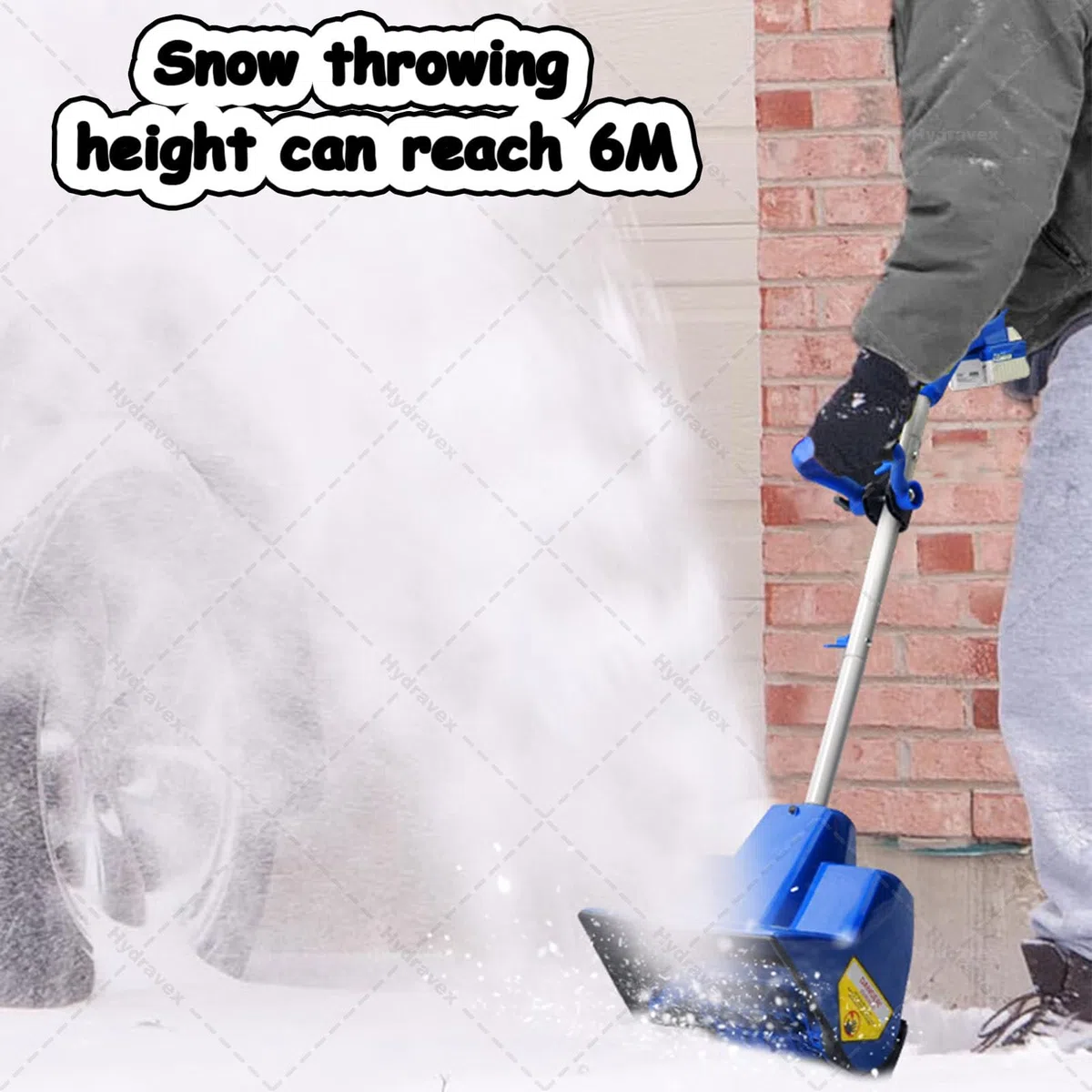Pala da neve elettrica senza fili, 24 V alimentato a batteria spazzaneve, percorso di sgombero da 28 cm, distanza di lancio 19,68 ', spazzaneve a mano con batteria e caricabatterie
