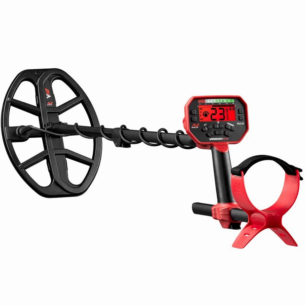 Minelab Vanquish 540 - Metal detector multifrequenza per adulti con polarizzazione del ferro e bobina impermeabile V12 30,5 x 22,9 cm (4 modalità di rilevamento, cuffie cablate e copertura antipioggia