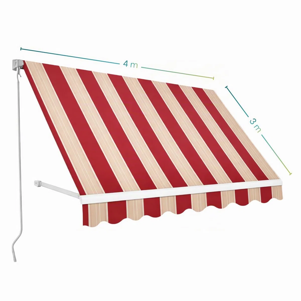 Paluplus Tenda da Sole a Caduta, Misura 400x300 cm, Senza Cassone con braccio avvolgibile e Braccetti Fermatenda, Telo Resistente 280 g/m², per Balcone e Terrazzo -3910F -10 (Bordeaux e Crema)