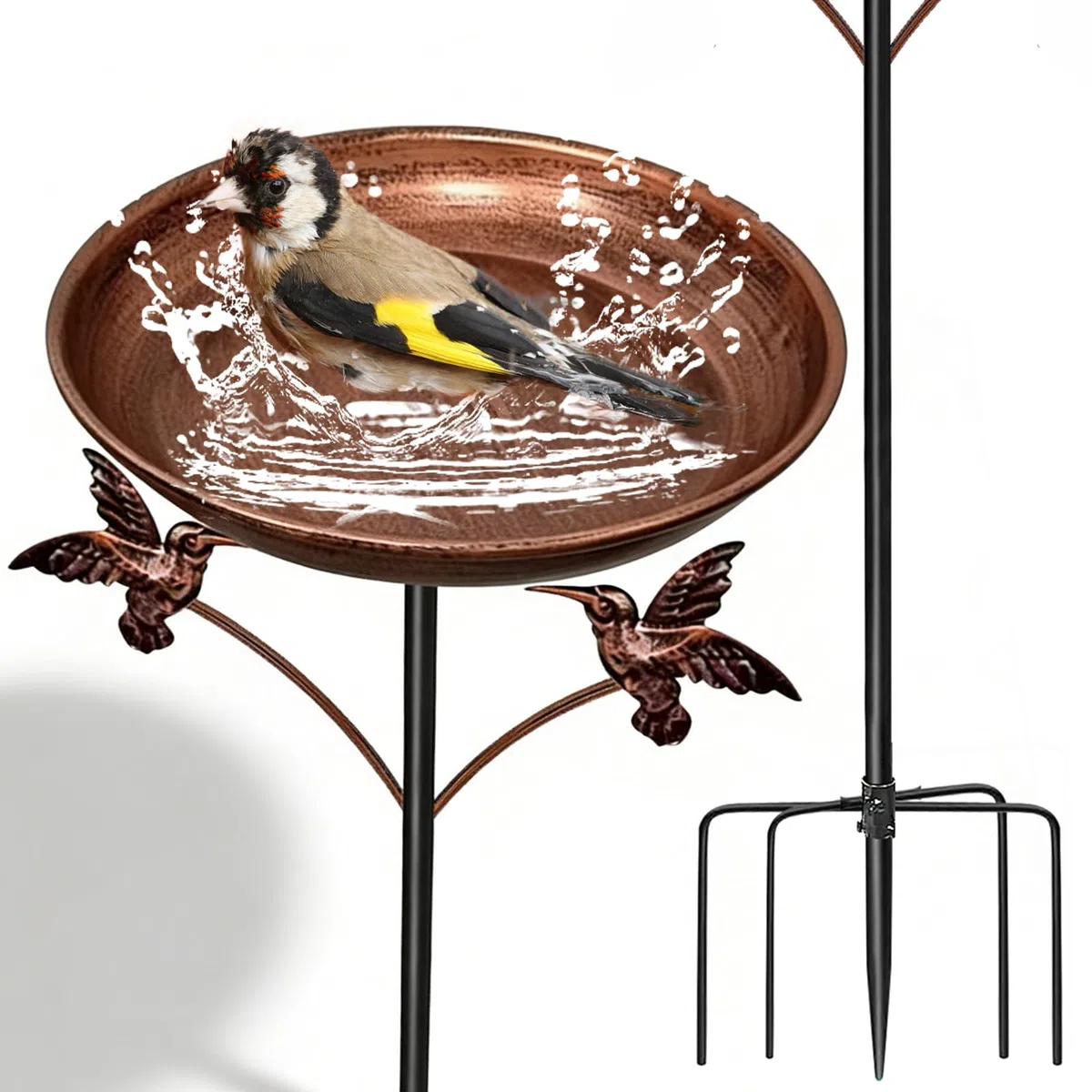 BAIFULAI Abbeveratoio per uccelli in piedi: 25 cm, piccola vasca per uccelli per esterni, in bronzo antico, per esterni, giardino, antica abbeveratoio per uccelli
